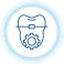 Shield with heartbeat over gear icon