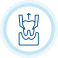Blue robot assistant icon in circular badge