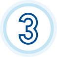 Circular badge with blue number 3