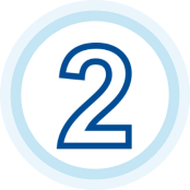 Circular badge with blue number two