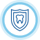Blue shield icon with heart and checkmark